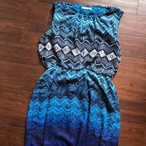 Maurice Blue Printed Dress. Size XL